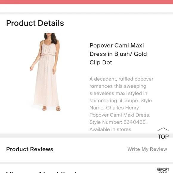 Maxi Blush/Gold Dress Spaghatti Straps Ruffled Front & Back Sz S - Picture 3 of 8